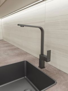 Смеситель для кухни Knotlor KN-21/GM, вороненая сталь